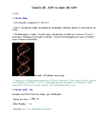 Ôn thi tốt nghiệp THPT - Chuyên đề: ADN và nhân đôi ADN