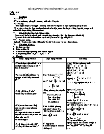 Giáo án Giải tích 12 chuẩn - Tiết: Bài tập phương trình mũ và logarit