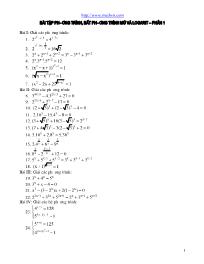 Bài tập Phương trình, bất phương trình mũ và logarit