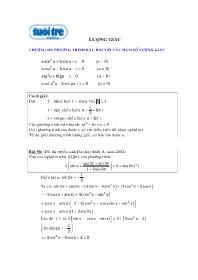 Chương 3: Phương trình bậc hai với các hàm số lượng giác