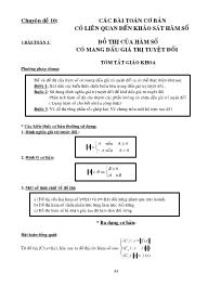 Chuyên đề 10: Về các bài toán cơ bản có liên quan đến khảo sát hàm số