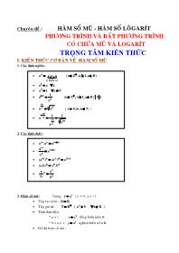 Chuyên đề : Hàm số mũ - Hàm số lôgarít phương trình và bất phương trình có chứa mũ và logarít