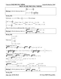 Chuyên đề Hệ phương trình - Một số hệ phương trình