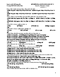 Đề kiểm tra chất lượng học kỳ I lớp 10