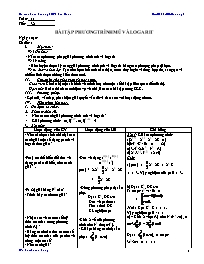Giáo án Giải tích 12 CB tiết 32: Bài tập phương trình mũ và logarit