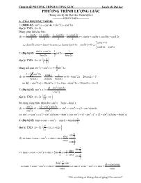 Phương trình lượng giác (trong các kỳ thi đại