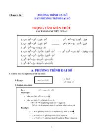 Chuyên đề 1: Phương trình đại số và bất phương trình đại số