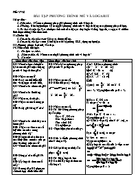 Giáo án Giải tích cơ bản 12 tiết 37, 38: Bài tập phương trình mũ và logarit