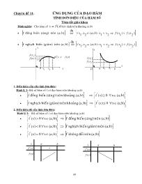 Luyện thi Đại học môn Toán - Chuyên đề 11: Ứng dụng của đạo hàm tính đơn điệu của hàm số