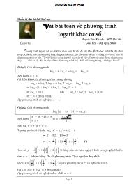 Vài bài toán về phương trình logarit khác cơ 