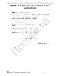 Bài tập và đáp án - Bài chứng minh các hệ thức tổ hợp bằng sử dụng nhị thức Newton