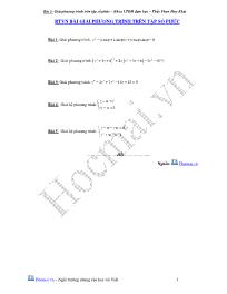 Bài tập và đáp án - Bài giải phương trình trên tập số phức