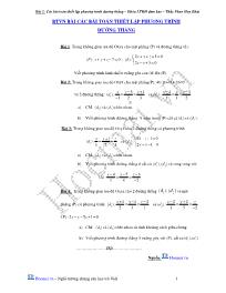 Bài tập và đáp án - Các bài toán thiết lập phương trình đường thẳng (tiếp)
