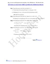 Bài tập và đáp án - Các bài toán thiết lập phương trình mặt phẳng