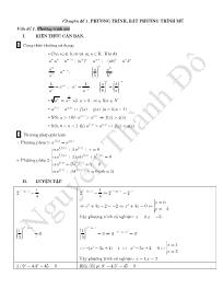 Chuyên đề Phương trình, bất phương trình mũ 12