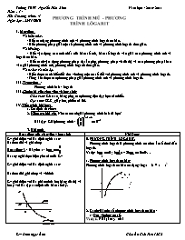 Giáo án Giải tích 12 cơ bản tiết 41: Phương trình mũ - Phương trình lôgarit