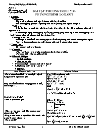 Giáo án Giải tích 12 cơ bản tiết 42: Bài tập phương trình mũ- Phương trình logarit