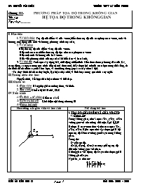 Giáo án Hình học 12 - GV: Nguyễn Văn Khôi - Tiết 29: Phương pháp tọa độ trong không gian Hệ tọa độ trong không gian