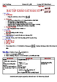 Giáo án lớp 12 môn Giải tích - Tiết 16 - Bài tập khảo sát hàm số y = ax + b / cx + d