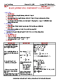 Giáo án lớp 12 môn Giải tích - Tiết 34 - Bài tập phương trình mũ và logarit