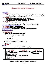 Giáo án lớp 12 môn Hình học - Tiết 29, 31 - Bài 2: Phương trình mặt phẳng