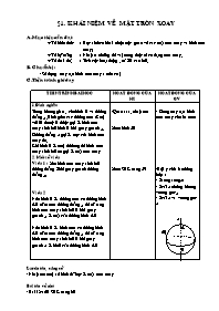 Giáo án Môn Hình học lớp 12 - Bài 1: Khái niệm về mặt tròn xoay