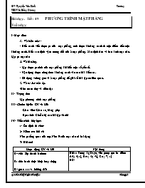 Giáo án Tự chọn 12 - GV: Nguyễn Văn Khôi - Tiết 49, 50: Phương trình mặt phẳng