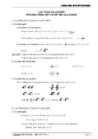 Luỹ thừa và lôgarit phương trình, bất phương trình và hệ phương trình mũ và lôgarit